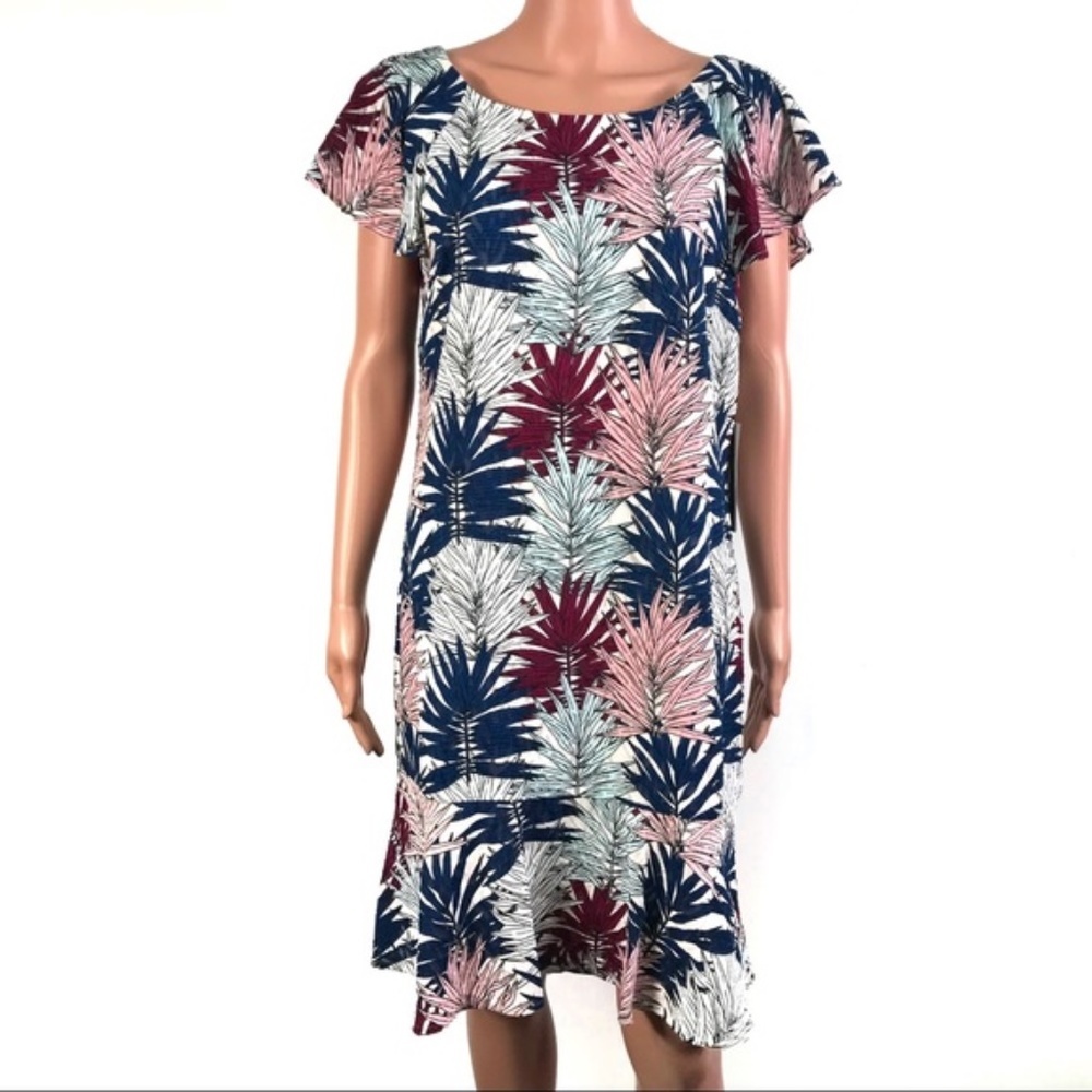 Karl Lagerfeld Multicolored Leaves Print Dress 10